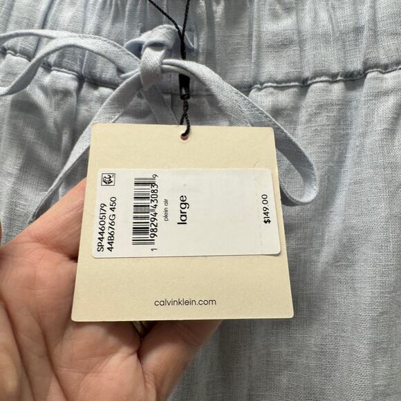Calvin Klein Pants Womens Large Pale Blue Wide Leg High Rise COMFY Coastal NEW - Picture 6 of 14